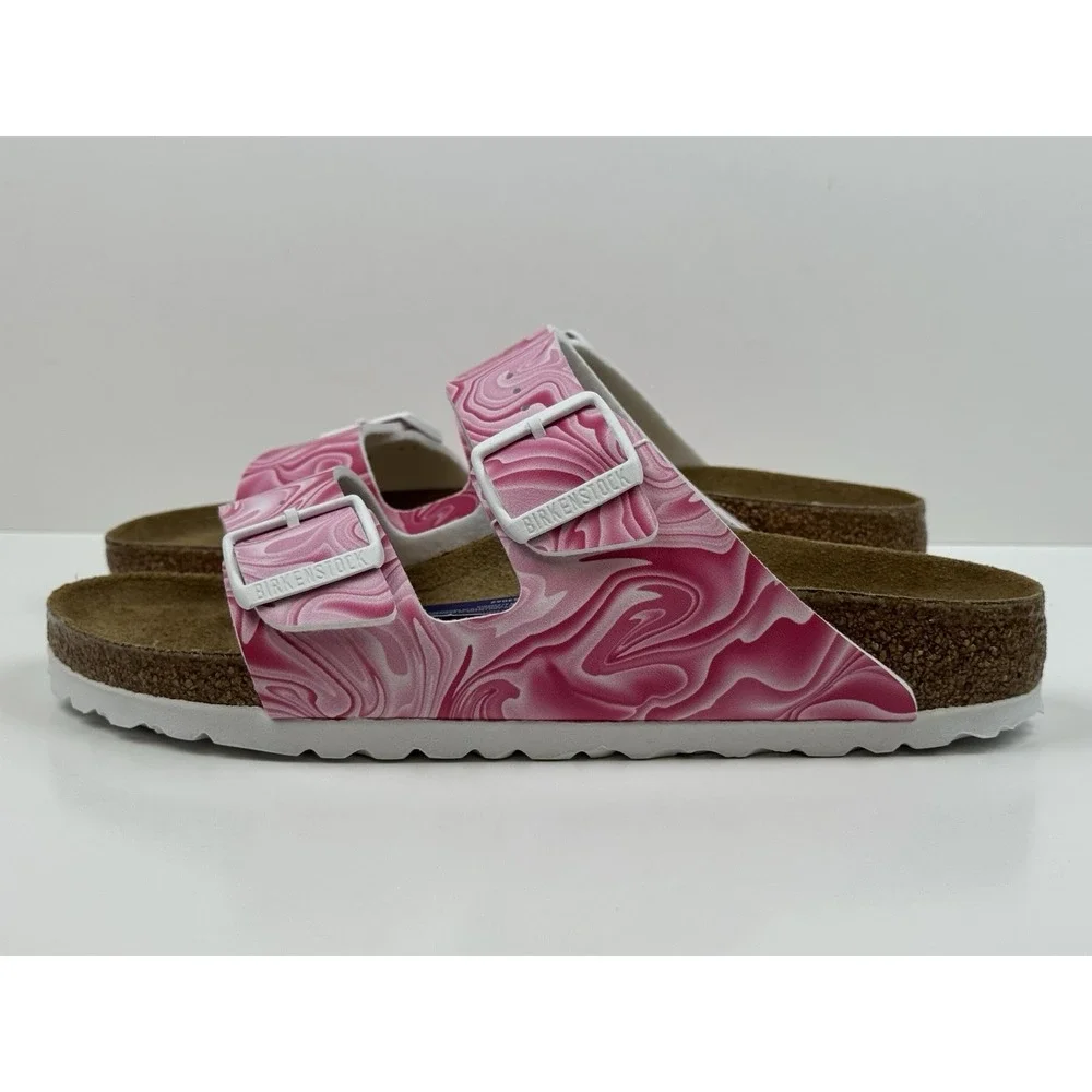Birkenstock Arizona Birko-Flor Sandals Wmns Size 7 - 38 Twirl Fuchsia Tulip Pink